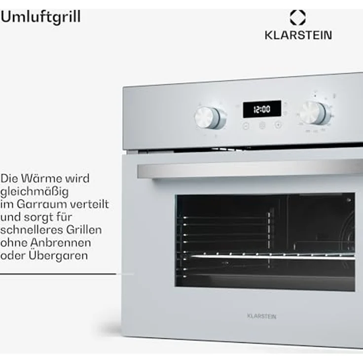 Klarstein SpaceSmart Einbaubackofen 41 L, 8 Funktionen, Dampfreinigung, Digitaler Timer, Energieklasse A, Kompaktes Design – Bild 5