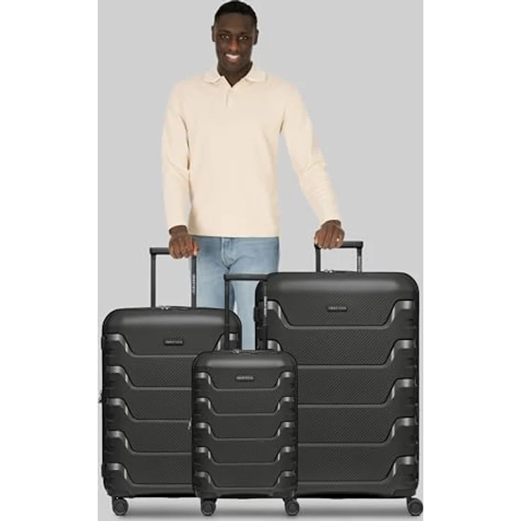 Smartbox Edition 01, 3-teiliges Kofferset mit Dehnfalte, 4 Rollen, schwarz, 100% Polypropylen, 52 cm x 33 cm x 76 cm – Bild 6