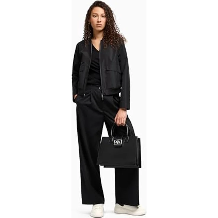 Armani Exchange Jodie Crossbody Bag, elegante Handtasche aus Kunstleder mit verstellbarem Träger, Schwarz – Bild 2