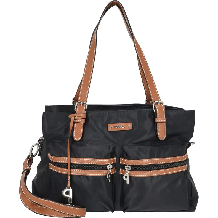 Picard Shopper Really - Shopper 35 cm Nylon (1-tlg) - Sportlich-eleganter Shopper mit Feinnylon und Lederoptikbesatz, schwarz