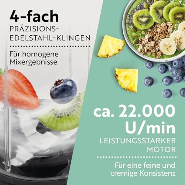 GOURMETmaxx Standmixer GOURMETmaxx Smoothie Maker & Standmixer 400W 18tlg. Set Mr. Magic, 400,00 W, Vielseitiger Smoothie Maker & Multitalent, in Schwarz – Bild 5