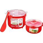 Sistema Microwave-Reiskocher, 2,6 l, runde Mikrowellen-Frischhaltedose (915 ml), BPA-frei, rot