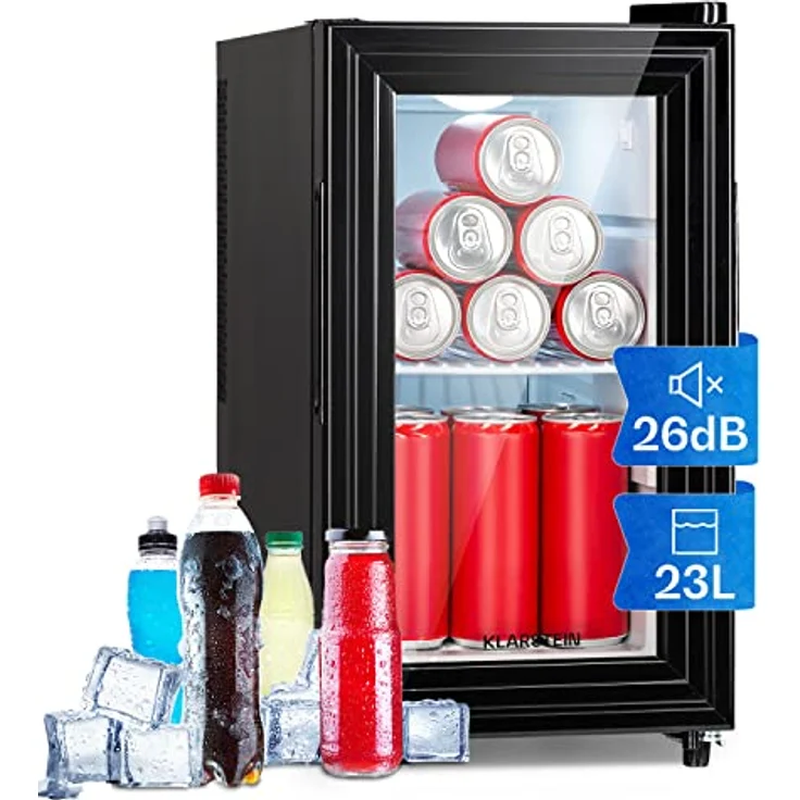 Klarstein Mini Kühlschrank 23 Liter mit Glastür, leise, verstellbare Ablagen, ideal für Getränke, Snacks & Kosmetik – Bild 1