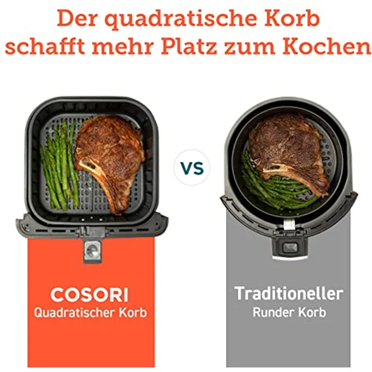 COSORI CP137-AF-RXB Heißluftfritteuse, Air Fryer, 3,5L Fassungsvermögen, 1500W, 11 voreingestellte Programme, LED Display, Warmhaltefunktion, Kunststoff, schwarz – Bild 6