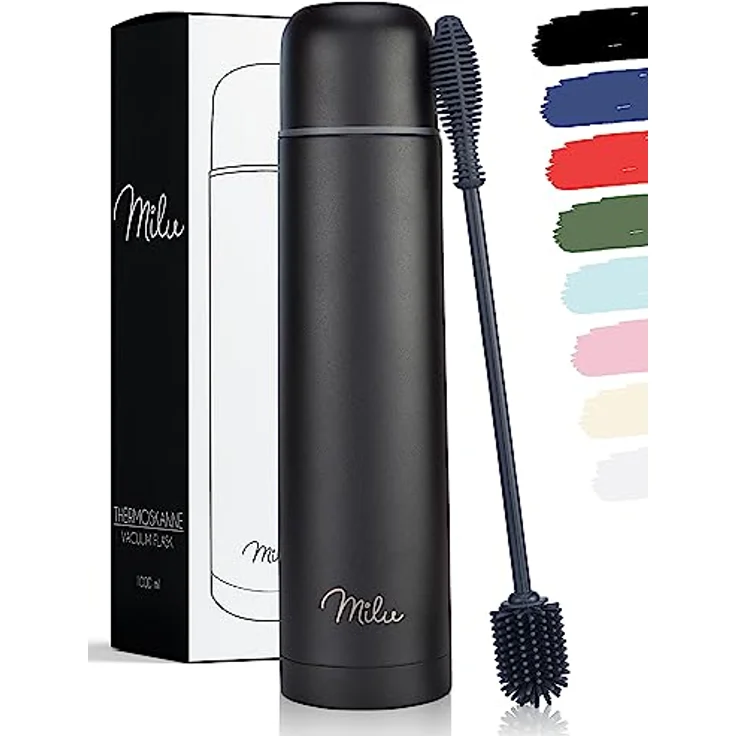 Milu Thermoskanne 1000ml + Silikon Reinigungsbürste Farbe: Schwarz – Bild 2