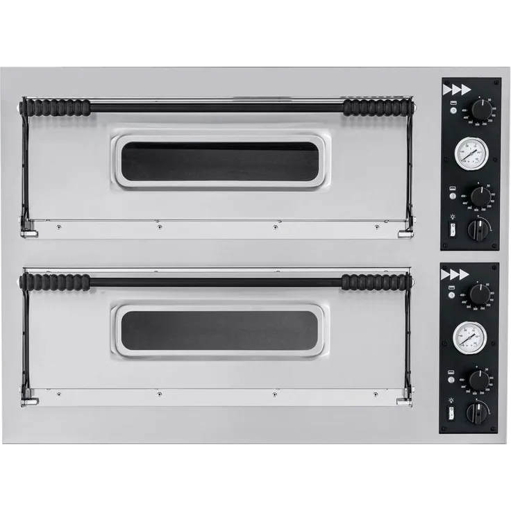 HENDI Pizzaofen BASIC XL 44, 400V/12000W, Edelstahl, robuste Stahlkonstruktion, präzise Temperaturkontrolle, separate Thermostate, Innenbeleuchtung