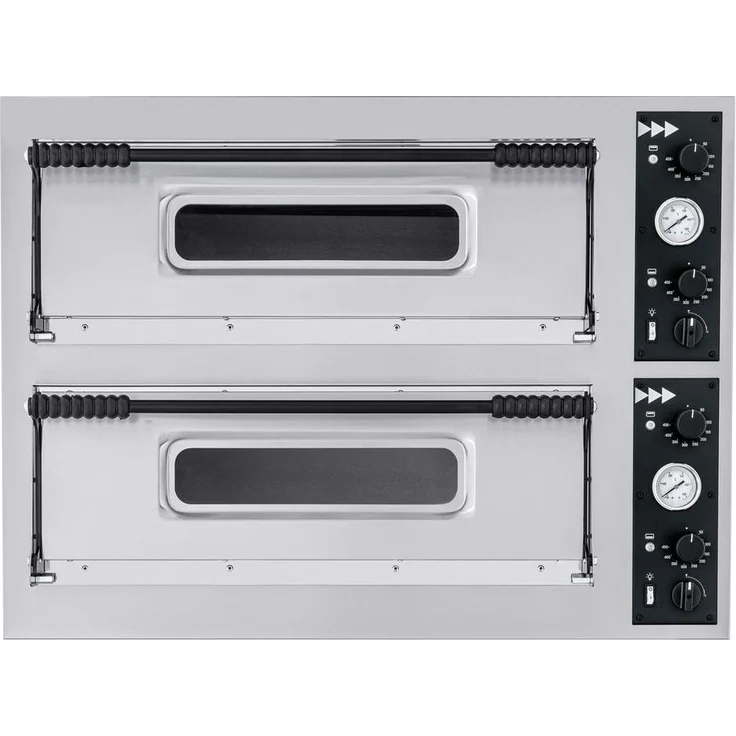 HENDI Pizzaofen BASIC XL 44, 400V/12000W, Edelstahl, robuste Stahlkonstruktion, präzise Temperaturkontrolle, separate Thermostate, Innenbeleuchtung