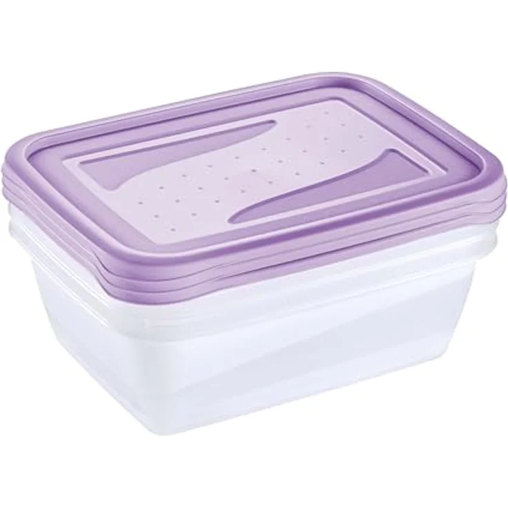keeeper fredo fresh Frischhaltedosenset, 3-teilig, lebensmittelecht, gefrier- und spülmaschinengeeignet, Violett – Bild 1