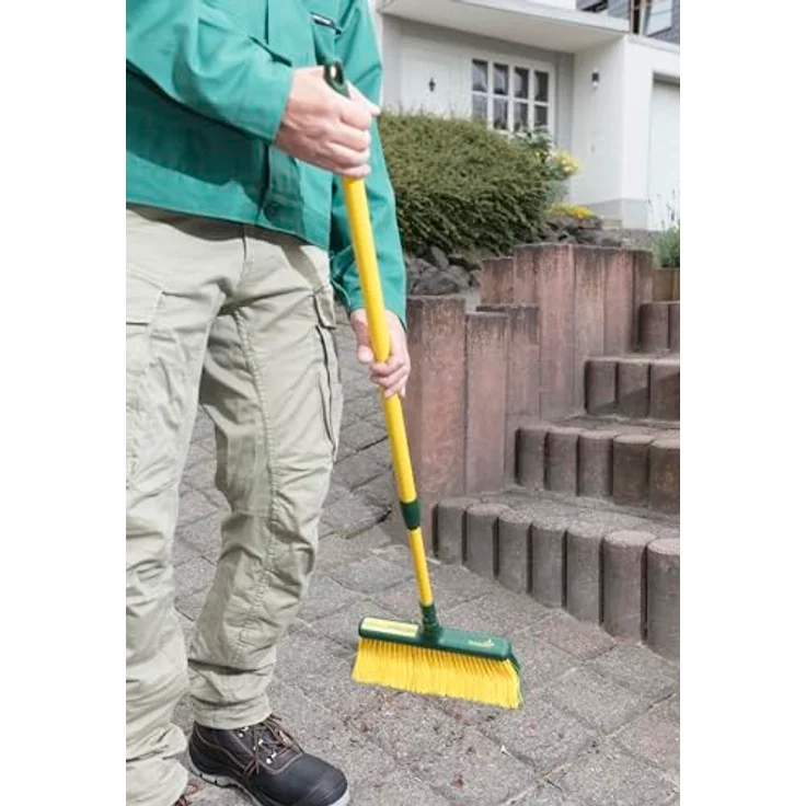 Steuber GmbH florasun Krallenbesen mit Teleskopstiel, 30 cm Breite, Stiellänge ausgefahren 1,4m, langer Kehrbesen mit gebogenen Borsten, verstellbarer Outdoorbesen – Bild 5