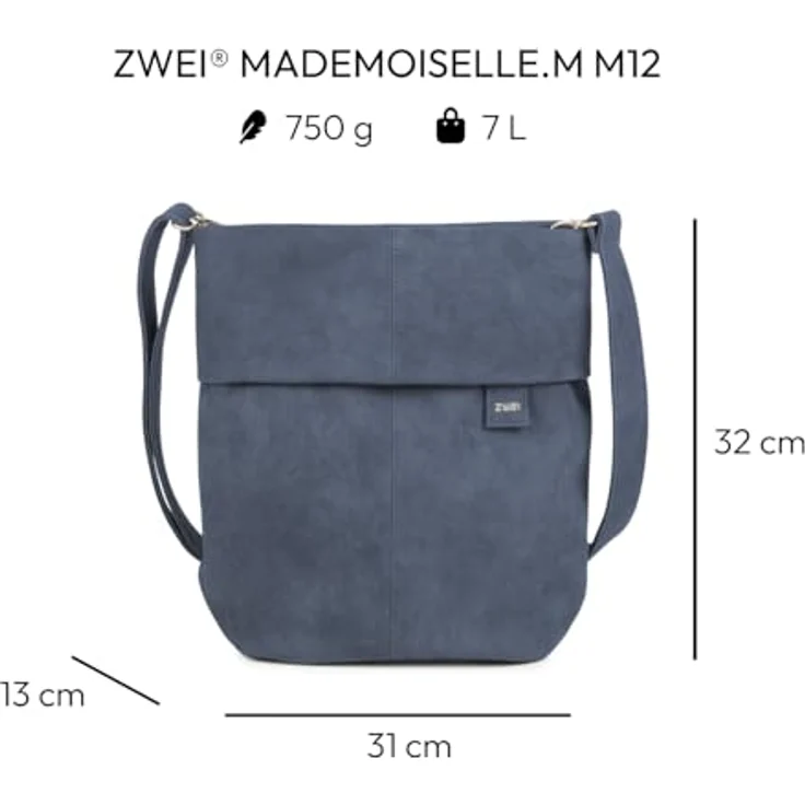 Zwei Umhängetasche Mademoiselle M12 - Schultertasche 32 cm (cosmos) (1-tlg), mit Geheimfach, veganem Kunstleder, 7 l Volumen – Bild 2