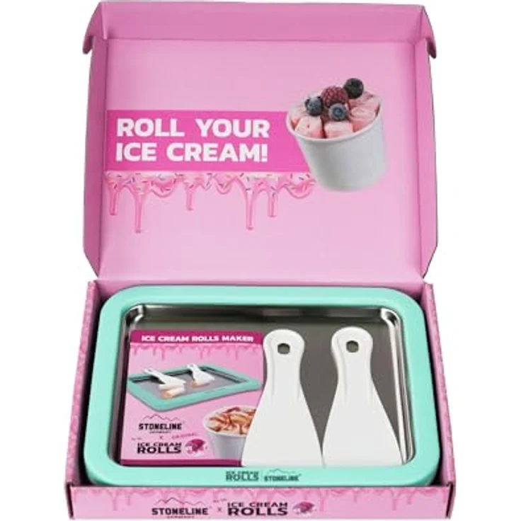 STONELINE Eismaschine by Mr. Ice Cream Rolls Maker Eisplatte für Hausgemachte Eiscreme, Edelstahl Eisplatte, Mint Farbe – Bild 6