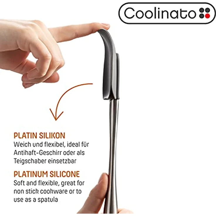 COOLINATO Silikon Edelstahl Kochlöffel 2er Set 25,5cm 29cm, Kochlöffel zum Kochen und Backen, lebensmittelecht – Bild 2