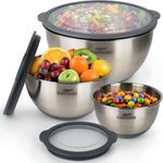 Kobalz GmbH Camolo Profi Edelstahl Schüssel Set mit Deckel - luftdicht verschließbar, 3-teilig, grau