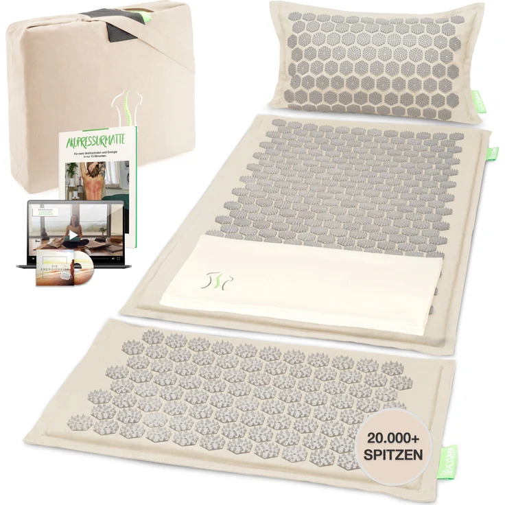 BACKLAxx® Akupressurmatte "Magnum" (5teilig, Halbleinen, Kokosfasern, Naturkautschuk) – Bild 1