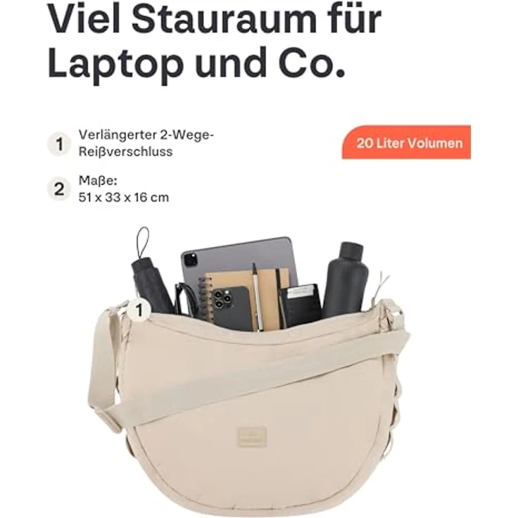 Johnny Urban Kaia Umhängetasche, 51 cm, 100% Nylon, gelb – Bild 3
