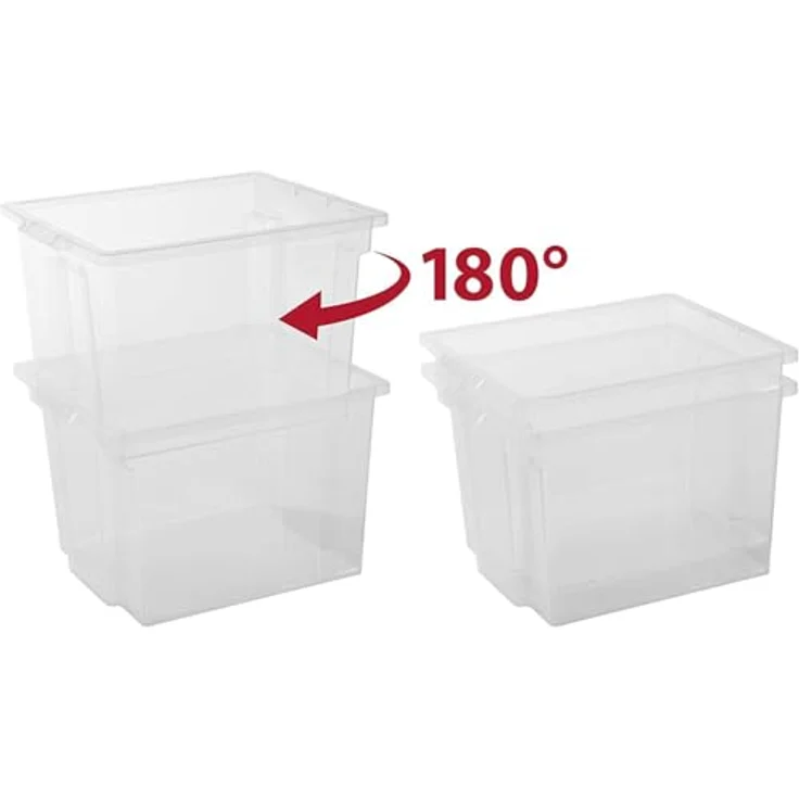 IRIS 130624, 3er-Set Aufbewahrungsboxen - Kisten mit Deckel - Stapelboxen 'Useful Storage Box', USB-M, Kunststoff, transparent, 40 L, 42 x 36 x 26,5 cm – Bild 5