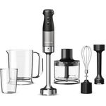 Kenwood Triblade XL Pro Stabmixer HBM80.322BK, 1200W, variable Geschwindigkeiten, Edelstahl Pürierfuß, umfangreiches Zubehörset mit 700 & 250 ml Bechern, 500 ml Zerkleinerer, Schneebesen und Emulgieraufsatz, spülmaschinenfeste Teile