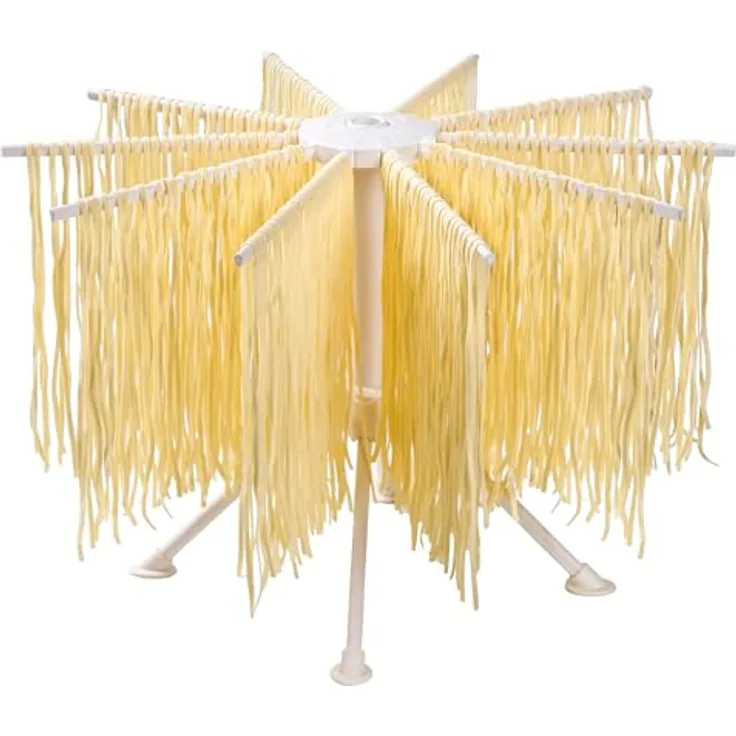 Penelife Nudeltrockner mit 10 ausziehbaren Armen – Faltbarer Pastaständer für bis zu 2 kg Nudeln, weiß