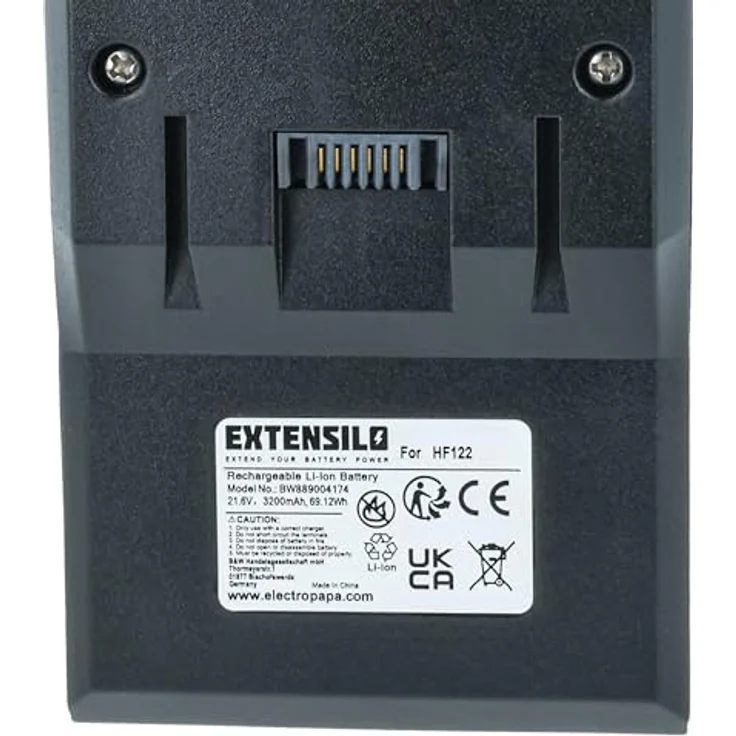 EXTENSILO Akku für Hoover H-Free HF100, HF122GPT, HF1 Home, HF1, HF122RH, 3200 mAh, 21,6 V, Li-Ion, Grau – Bild 5