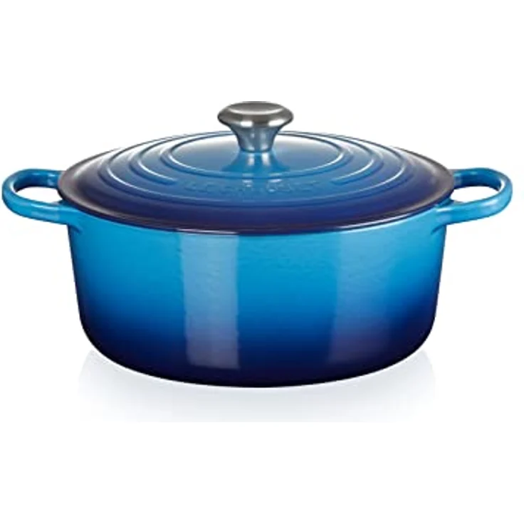 Le Creuset Signature Gusseisen-Bräter mit Deckel, Ø 28 cm, Rund, Für alle Herdarten und Induktion geeignet, Volumen: 6,7 l, 6,125 kg, Azure, 21177282202430, 21177282202430 – Bild 2