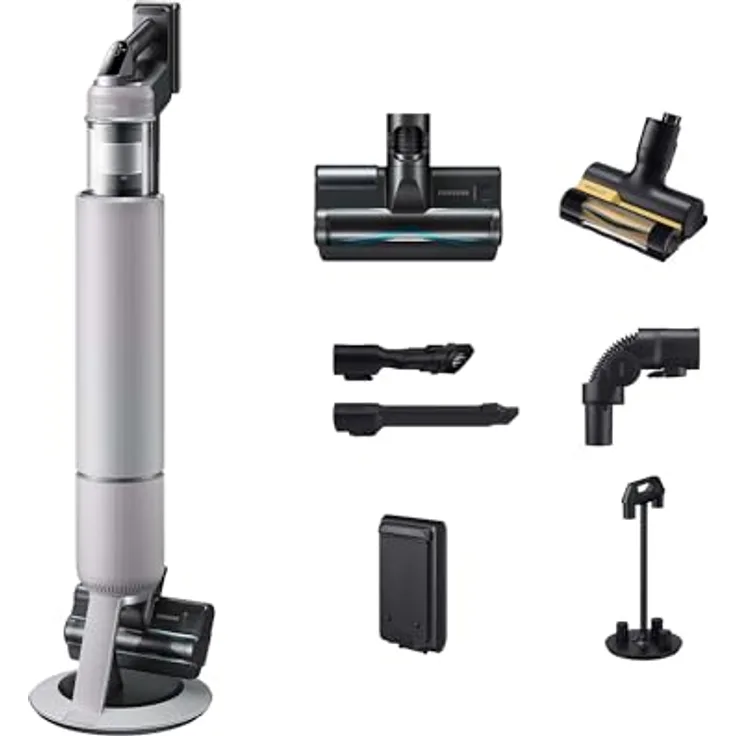 Samsung VS80F28ELP/WD Bespoke AI Jet PetPRO, Akku-Handstaubsauger mit Tierhaar-Bürste, 280 W, All-In-One-Station, Pebble Gray