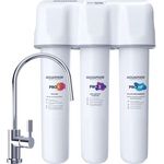 Aquintos Wasseraufbereitung AQUAPHOR ECO PRO H TRIO Trinkwasserfiltersystem mit 1 Wege Wasserhahn - Wasserenthärter, Keimsperre und Ultrafiltration bis 0,1 Mikrometer in Schwarz
