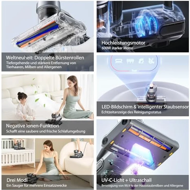 Jimmy Handstaubsauger für Milben BX7 600W 15.000 Pa - Ideale Lösung für Allergiker, Silber/Schwarz – Bild 3