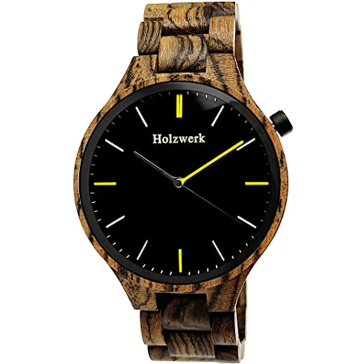 Holzwerk MIO & MIA Kinder Lern Wanduhr, Holz mit bunten Ziffern, lautloses Uhrwerk, 25 cm Durchmesser