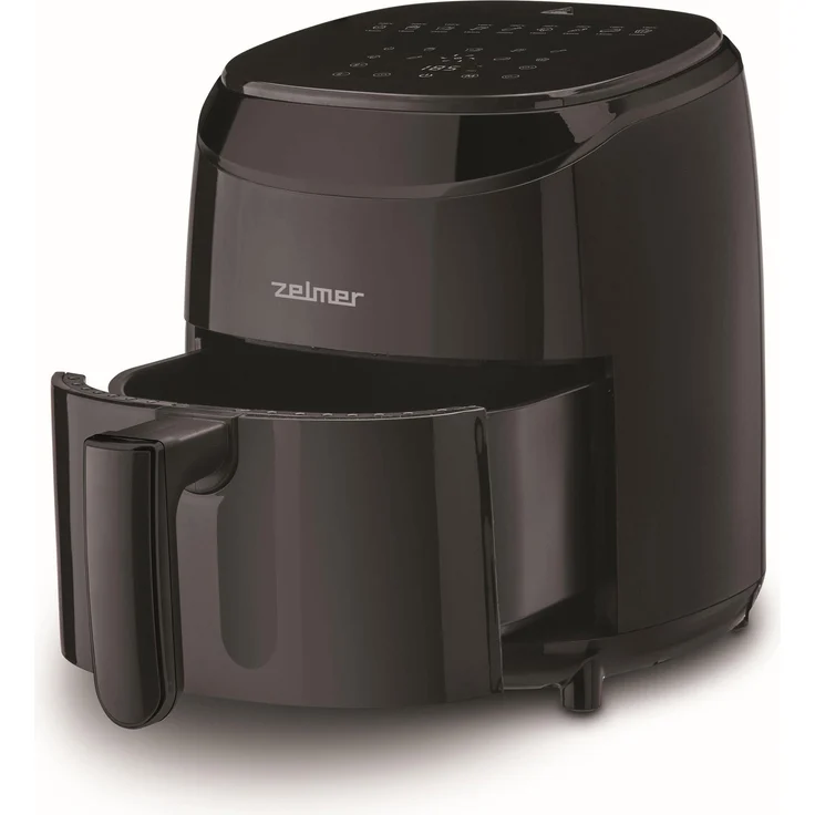 Zelmer ZAF3550 Heißluftfritteuse, 1200 W, 3,5 l, 9 Programme, 200°C, Schwarz, für gesunde und fettfreie Zubereitung