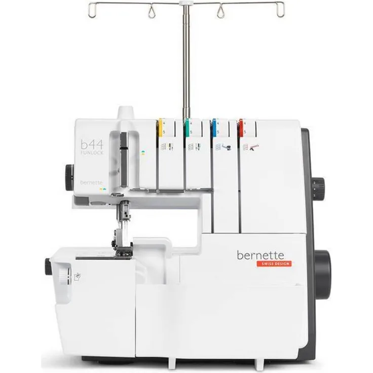 Bernette Overlock-Nähmaschine BERNETTE b44 Funlock (Overlock), anpassbarer Nähfußdruck, mit Differentialtransport, bis zu 1300 Stiche pro Minute, Messer abschaltbar, Untergreifer-Einfädelhilfe