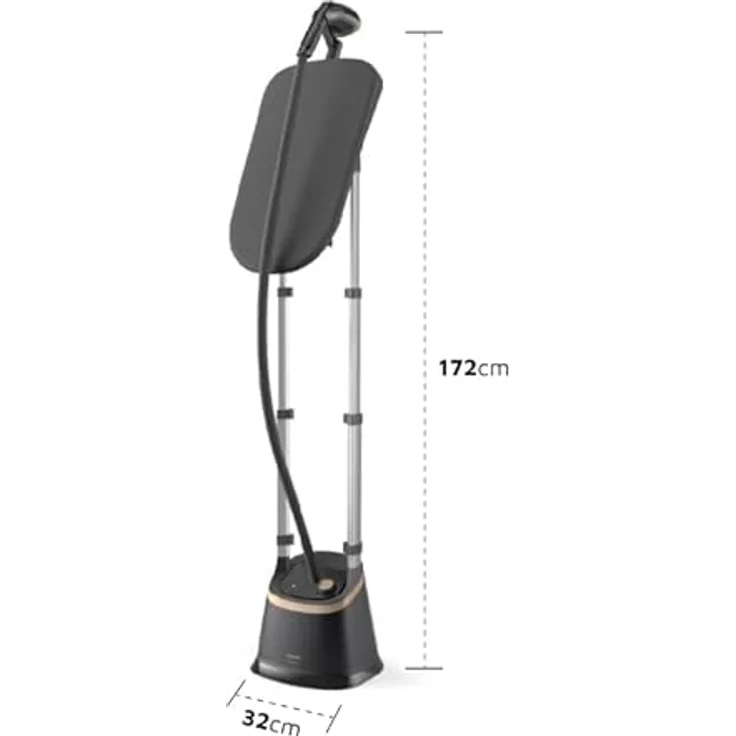 Philips Dampfglätter - 2000 W, 40 g/min konstanter Dampf., 3 Dampffunktionen, 2-Liter-Wassertank, Einfache Entkalkung durch Spülen, Große Dampfplatte, Schwarz (STE3170/80) – Bild 2