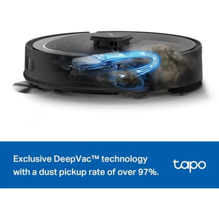 TP-Link RV30 Max 5300Pa Hyper Saugroboter & Wischmopp mit LiDAR+IMU Dual-Navigation, Auto-Leer-Dock, Smart Cleaning, Multi-Floor Mapping, Teppichvermeidung - Schwarz – Bild 4
