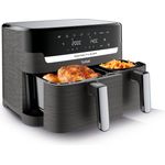 Tefal Heißluftfritteuse Dual Easy Fry & Grill EY905B, 8,3 l Doppelkammer, 2700 W, 8 voreingestellte Programme, inkl. Hamburger Presse