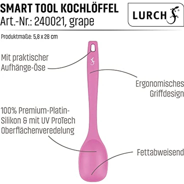 LURCH 240021 Smart Tool Kochlöffel UV ProTech Oberflächenveredelung Silikon mit Nylonkern 28cm – Bild 4