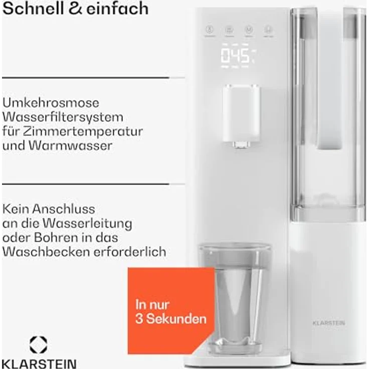 Klarstein VitalPour Wasserfilter, 5-stufige Umkehrosmose mit 5 L Tank, Touch-Panel, Heizfunktion, flexibles Wasser in fünf Temperaturstufen – Bild 2
