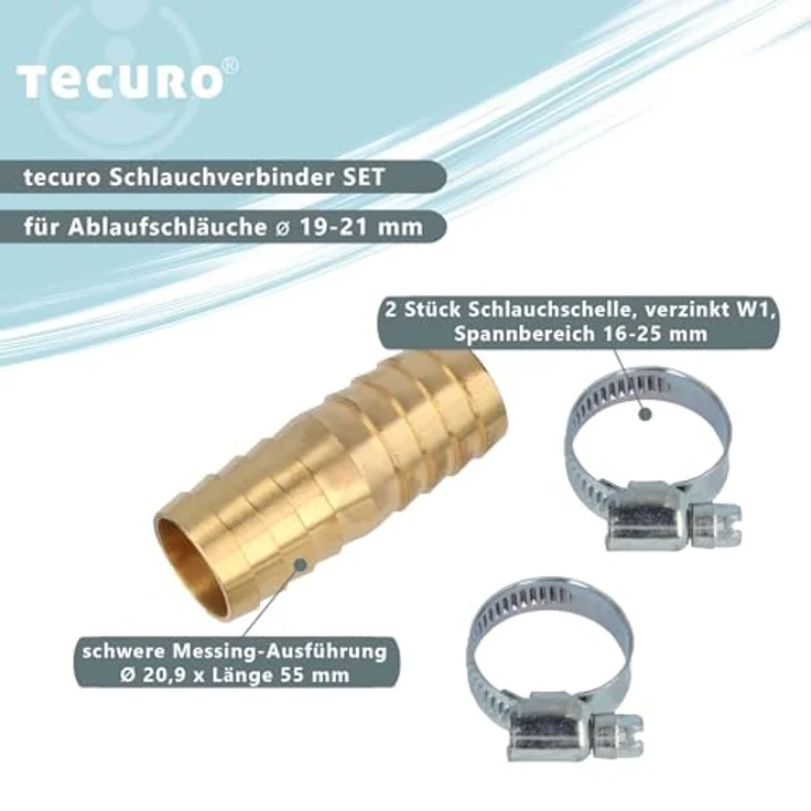 Verbindungssatz für Ablaufschläuche Ø 19-21 mm von Wasch-, Spülmaschinen - Tecuro – Bild 3