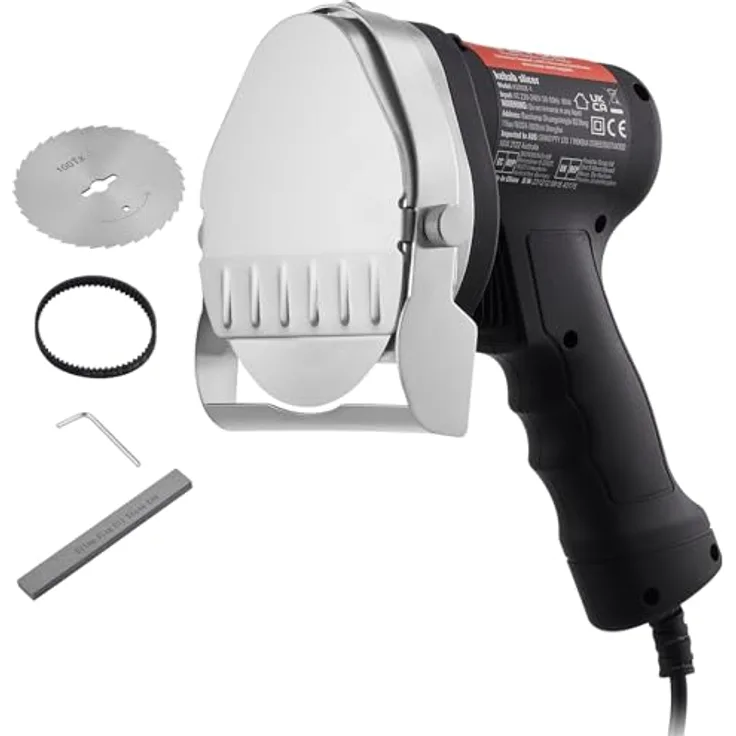 VEVOR Elektrisches Schawarma-Messer KS-100E-1, Edelstahl Kebab-Schneider mit 80 W Power, 2 Klingen und 10 cm Klingendurchmesser