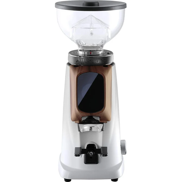 Fiorenzato AllGround, Kaffeemühle mit Walnuss Einfassung, Arctic Weiss, 230V EU