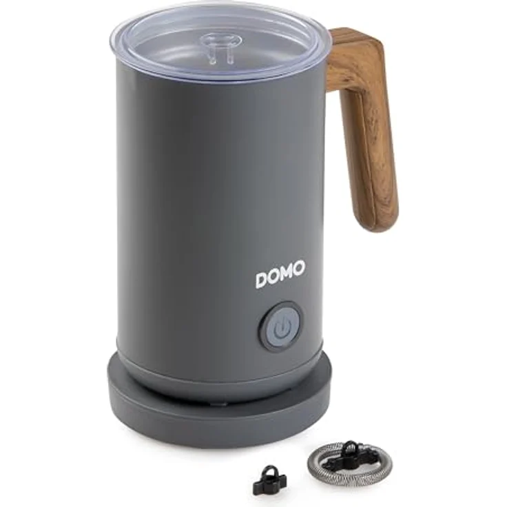 DOMO DO745MF Milchaufschäumer 'Wood You' - Mattgrau - 500 W, 3 Funktionen, drehbar, automatische Abschaltung – Bild 2