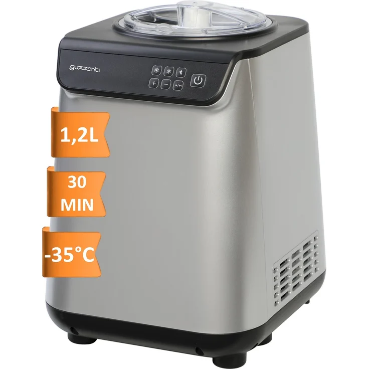 Guzzanti GZ 151A, Kompressor Eismaschine, 1,2 l, LED, 135 W, Schwarz, Edelstahl