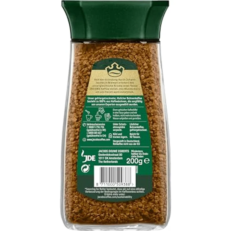 Jacobs Krönung, Löslicher Kaffee, Instantkaffee, Instant Kaffee, Löskaffee, Glas, 200 g – Bild 3