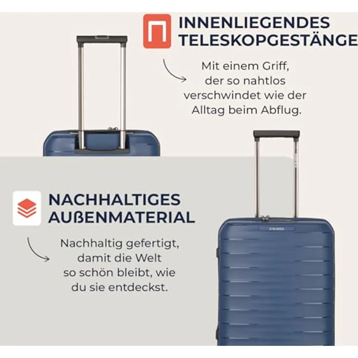 Travelite Koffer Set MOOBY 3-teilig, Hartschale aus recyceltem Material, S/M/L (55/66/77 cm), mit 4 Doppelrollen & TSA-Schlössern – Bild 4