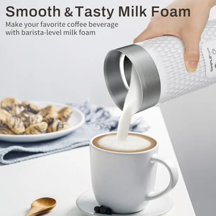 SIMPLETASTE Milchaufschäumer 4 in 1, elektrischer automatischer Milchschäumer für heißen und kalten Milchschaum, 300 ml Kapazität, mit einfacher Reinigung und automatischer Abschaltung – Bild 2