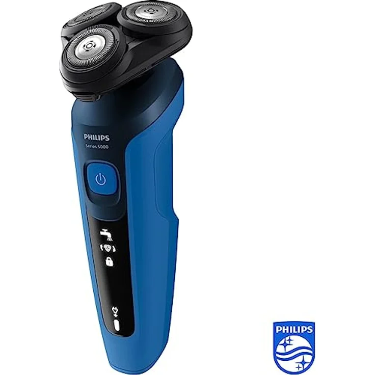 Philips Shaver Series 5000 – Elektrischer Nass- & Trockenrasierer für Herren mit Präzisionstrimmer & weicher Transporttasche, Stahlblau – Bild 2