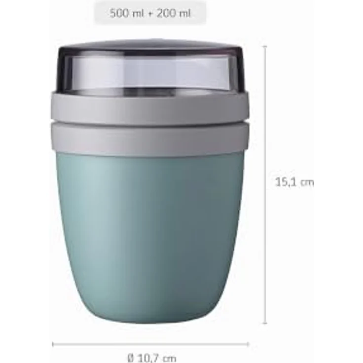 Mepal Klapplöffel-Set mit Lunchpot Ellipse, Joghurtbecher und Müslibecher, auslaufsicher, Mikrowellen- und gefrierschrankgeeignet, 500 ml + 200 ml – Bild 4