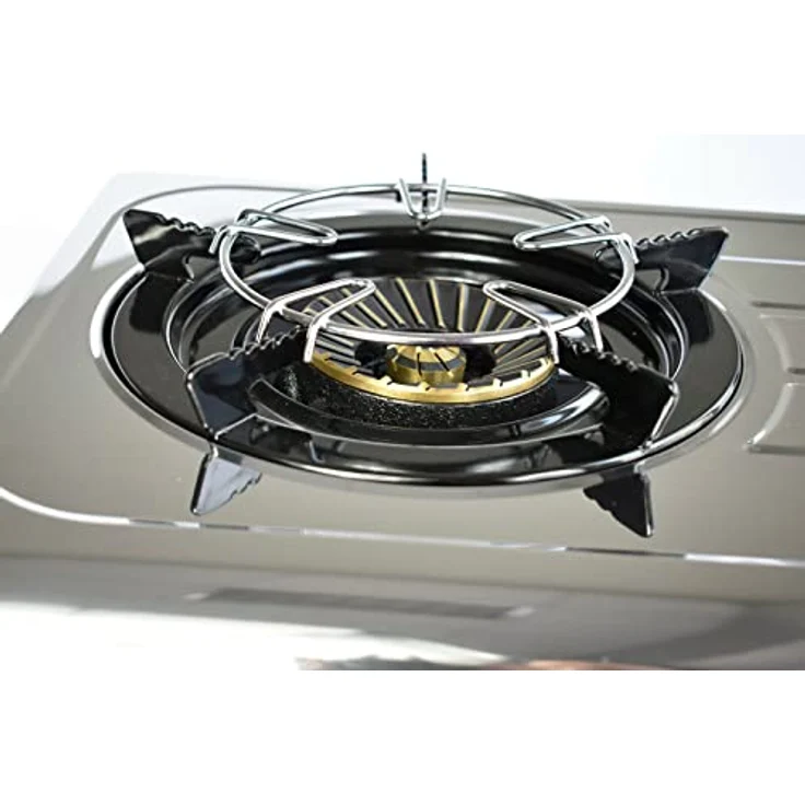 NJ 60 Edelstahl Gaskocher 2 flammig Campingkocher 7,6KW mit Turboflamme Propan Kocher – Bild 4