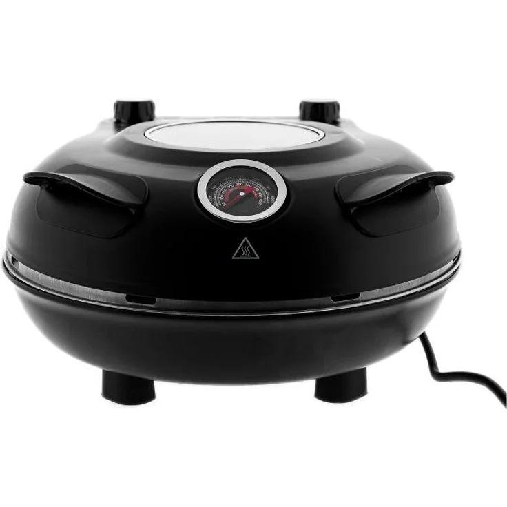 Mulex Pizza Crusti Steinbackofen, 5 Temperaturstufen, 1200 W, Pizzastein Ø 30 cm, Schwarz