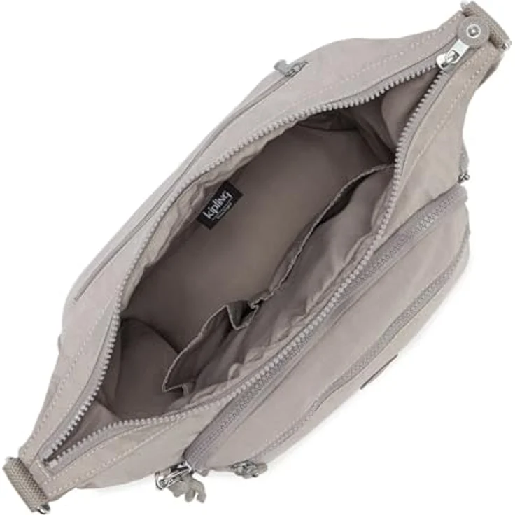 Kipling Basic Gabbie, Damen Umhängetasche aus Polyamid, 35 cm, grau mit Reißverschluss- und Steckfächern – Bild 5