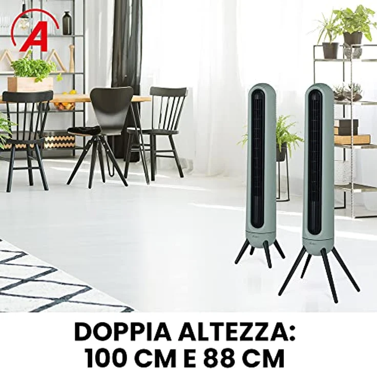 ARDES - Digitaler höhenverstellbarer Turmventilator-Vertikaler Ventilator mit 3 Geschwindigkeiten und 2 Sätzen austauschbarer Füße für doppelte Höhe - Fernbedienung+Timer 9h und Handgriff-Salbei – Bild 3
