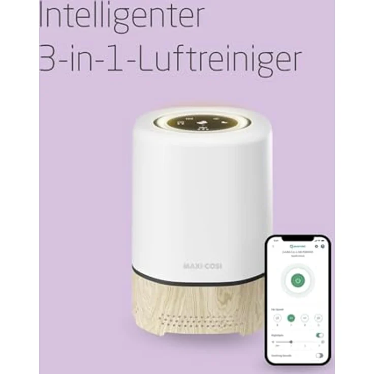 Maxi-Cosi Clean 3-in-1 Luftreiniger, Baby HEPA Luftreiniger für Schlafzimmer (H13), ab Geburt, Allergie-Luftreiniger HEPA 13, Teil von Maxi-Cosi Connected Home – Mit Alexa/Google Assistant kompatibel – Bild 3